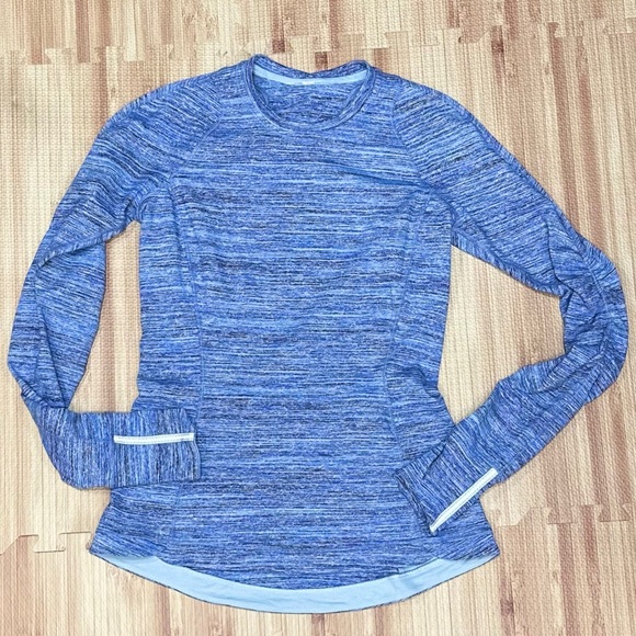 Lululemon Runderful Long Sleeve in Space Dye Camo Caspian Sapphire Blue [3522] - Picture 1 of 9